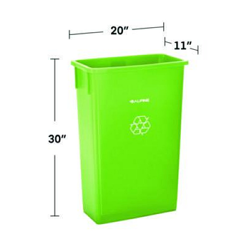 Alpine Industries Slim 23 Gallon Recycling Bin, Plastic, Lime Green (ALP477LGRN)