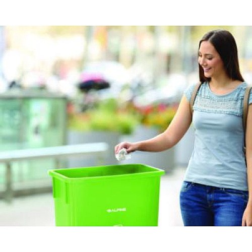 Alpine Industries Slim 23 Gallon Recycling Bin, Plastic, Lime Green (ALP477LGRN)