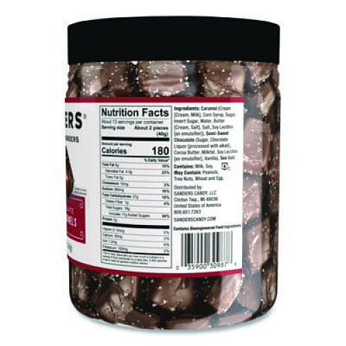 Sanders Small Batch Wonders Dark Chocolate Sea Salt Caramels, 18 oz Tub (MRY30987)
