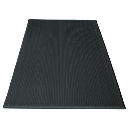 Crown Ribbed Vinyl Anti-Fatigue Mat, Rectangular, Black Ribbed Surface, 24" x 36" (FL2436BK)