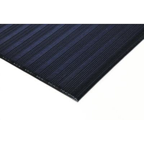 Crown Ribbed Vinyl Anti-Fatigue Mat, Rectangular, Black Ribbed Surface, 24" x 36" (FL2436BK)