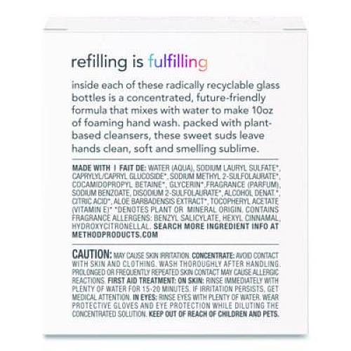 Method Refill + Reuse Foaming Hand Soap Refill, Sweet Water Scent, 1 oz Refill Bottle, 2/Pack (356011)