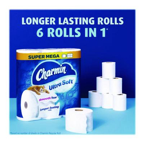 Charmin Ultra Soft Bathroom Tissue, Septic Safe, 2-Ply, White, 336 Sheets/Roll, 12 Rolls/Pack (08471)