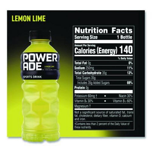 POWERADE Sports Drink, Lemon Lime, 20 oz Bottle, 24/Pack (049000003697)