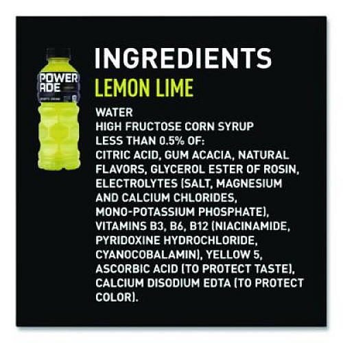 POWERADE Sports Drink, Lemon Lime, 20 oz Bottle, 24/Pack (049000003697)