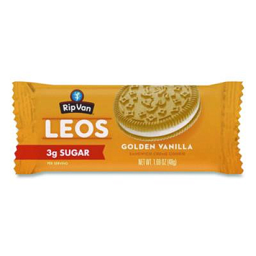 Rip Van Leos Golden Vanilla Sandwich Cookies, 2 Cookies/Pack, 10 Packs/Box (RVW62001)