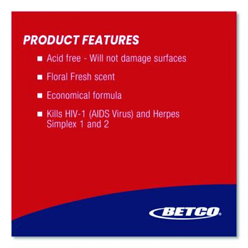Betco Rest Stop Non-Acid Bowl and Restroom Cleaner, Floral Fresh Scent, 32 oz. Bottle, 12/Carton (0701200)