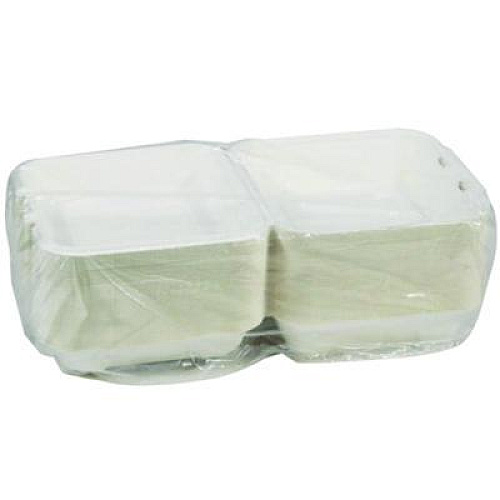 Pactiv Evergreen EarthChoice PFAS Free Compostable Hinged Lid Container, 9 x 9 x 3.5, White, Sugarcane, 150/Carton (YMCH0901BB)