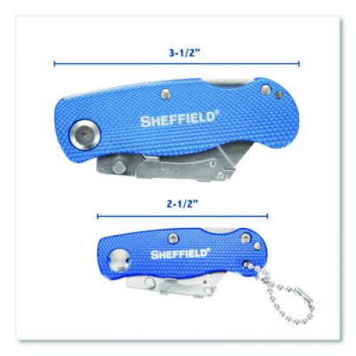 Sheffield Folding Lock Back Utility Knife Set, 1 Standard, 1 Mini, Blue (12117)