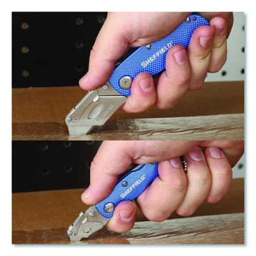 Sheffield Folding Lock Back Utility Knife Set, 1 Standard, 1 Mini, Blue (12117)