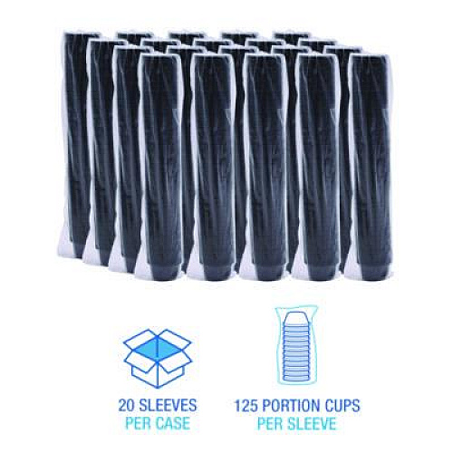 Boardwalk Souffle/Portion Cups, 3.25 oz, Plastic, Black, 2,500/Carton (PRTN325BL)