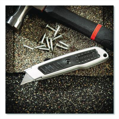 Sheffield Retractable Utility Knife, 1.25" Blade, 3.5" Plastic Handle, Black/Gray (12243)