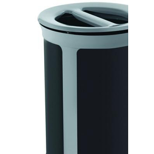 Rubbermaid Commercial ENHANCE Series Waste Receptacle, Dual Top Hole, 23 gal, Metal, Pearl Gray/Umbra Gray (2172841)