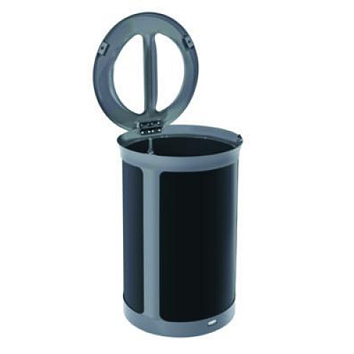 Rubbermaid Commercial ENHANCE Series Waste Receptacle, Dual Top Hole, 23 gal, Metal, Pearl Gray/Umbra Gray (2172841)