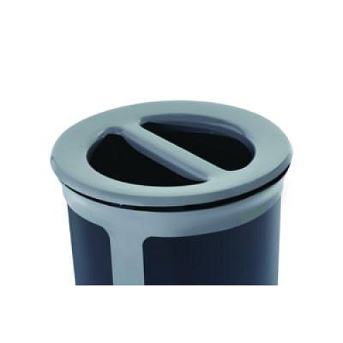 Rubbermaid Commercial ENHANCE Series Waste Receptacle, Dual Top Hole, 23 gal, Metal, Pearl Gray/Umbra Gray (2172841)