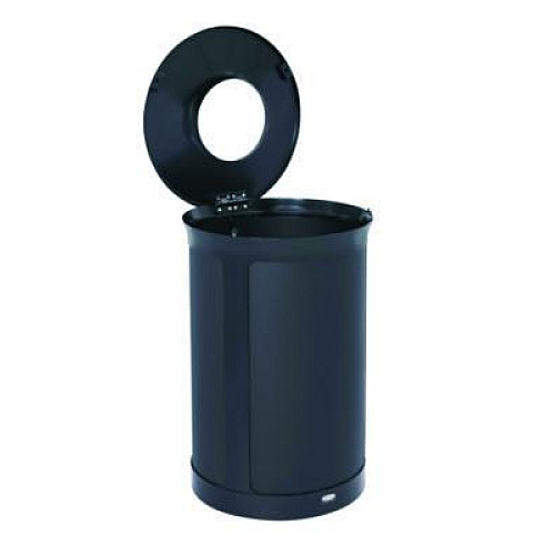 Rubbermaid Commercial ENHANCE Series Waste Receptacle, 33 gal, Metal, Jet Black Metallic (2172842)