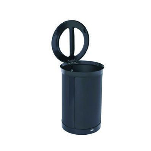 Rubbermaid Commercial ENHANCE Series Waste Receptacle, Dual Top Hole, 23 gal, Metal, Jet Black Metallic (2172844)
