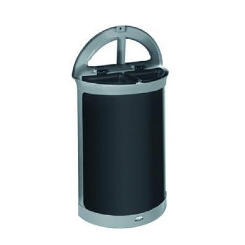 Rubbermaid Commercial ENHANCE Series Waste Receptacle, Dual Top Hole, 11.5 gal, Metal, Pearl Gray/Umbra Gray (2172846)