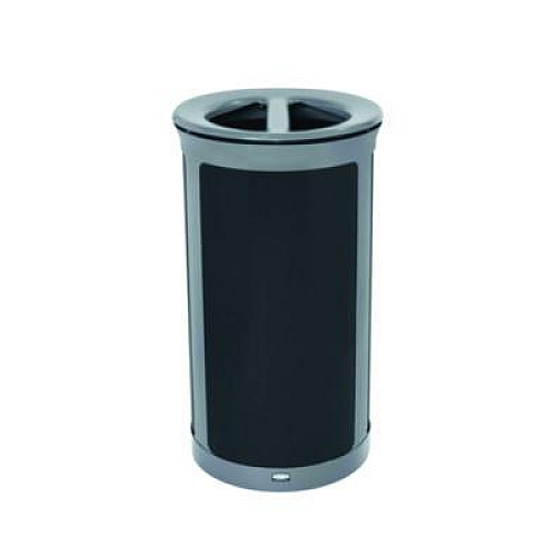 Rubbermaid Commercial ENHANCE Series Waste Receptacle, Dual Top Hole, 33 gal, Metal, Pearl Gray/Umbra Gray (2172847)