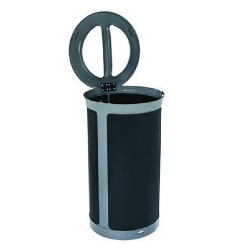 Rubbermaid Commercial ENHANCE Series Waste Receptacle, Dual Top Hole, 33 gal, Metal, Pearl Gray/Umbra Gray (2172847)