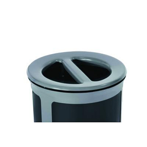 Rubbermaid Commercial ENHANCE Series Waste Receptacle, Dual Top Hole, 33 gal, Metal, Pearl Gray/Umbra Gray (2172847)