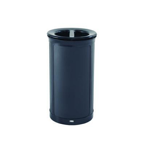 Rubbermaid Commercial ENHANCE Series Waste Receptacle, Dual Top Hole, 33 gal, Metal, Jet Black Metallic (2172848)