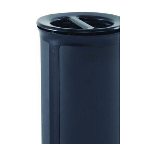 Rubbermaid Commercial ENHANCE Series Waste Receptacle, Dual Top Hole, 33 gal, Metal, Jet Black Metallic (2172848)