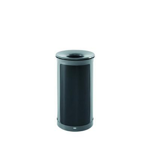 Rubbermaid Commercial ENHANCE Series Waste Receptacle, 33 gal, Metal, Pearl Gray/Umbra Gray (2172852)