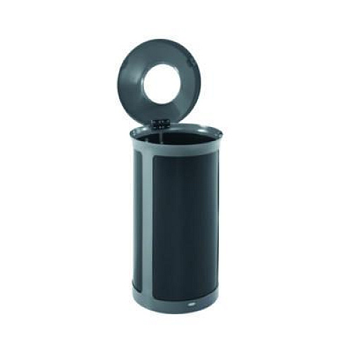 Rubbermaid Commercial ENHANCE Series Waste Receptacle, 33 gal, Metal, Pearl Gray/Umbra Gray (2172852)