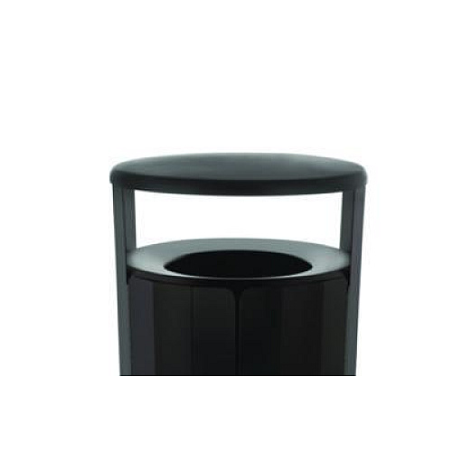 Rubbermaid Commercial RESIST Round Waste Container, 45 gal, Metal, Textured Black/Black Gloss (2184979)