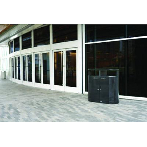 Rubbermaid Commercial RESIST Dual Stream Waste and Recycling Container, 66 gal, Metal, Textured Black/Black Gloss (2185042)