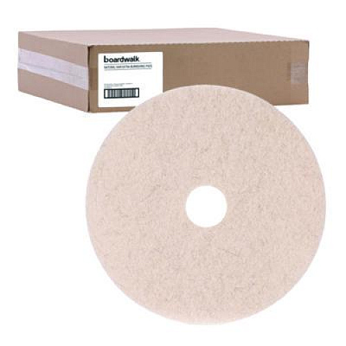 Boardwalk Natural Hog Hair Burnishing Floor Pads, 19" Diameter, Tan, 5/Carton (4019NHE)