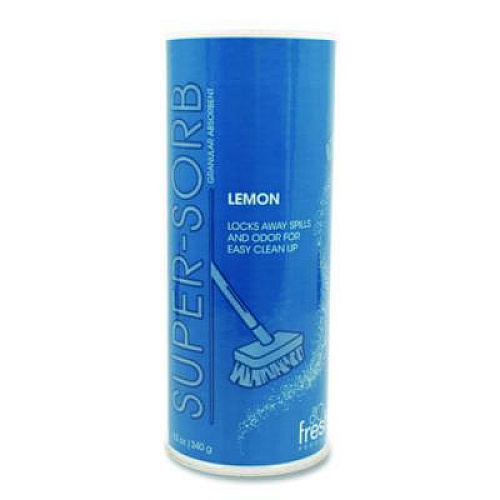 Fresh Products Super-Sorb Liquid Spill Absorbent, Lemon Scent, 720 oz Absorbing Volume, 12 oz Shaker Can, 6/Box (614SSBX)