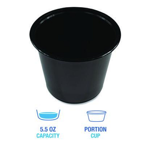Boardwalk Souffle/Portion Cups, 5.5 oz, Plastic, Black, 2,500/Carton (PRTN55BL)