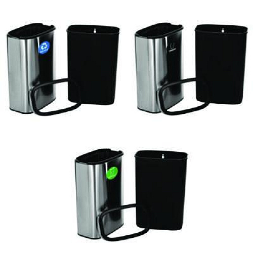Alpine Industries 10.5 Gallon Recycle, Trash and Compost Combo Station, Brushed Stainless Steel (47040LRTCO)