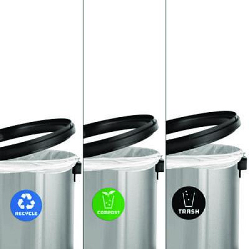 Alpine Industries 17 Gallon Stainless Steel Indoor Recycling, Trash and Compost Bins with Swivel Lid (47065L1RTCO)