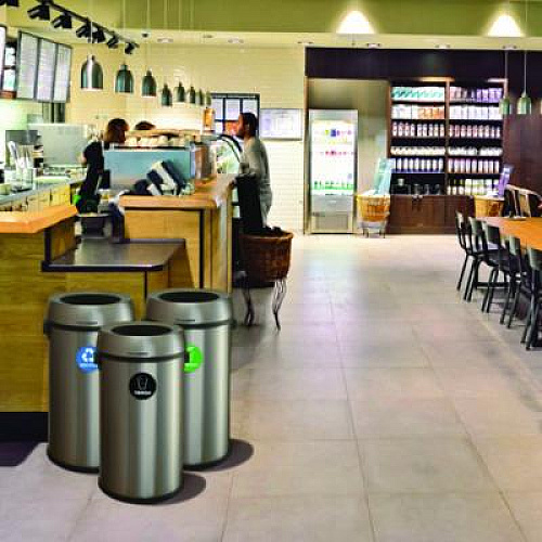 Alpine Industries 17 Gallon Stainless Steel Open Top Recycling, Trash and Compost Station (47065LRTCO)