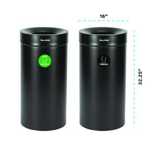 Alpine Industries 27 Gallon Black Stainless Steel Compost Bin and Trash Can (47527BLKCOT)