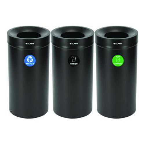 Alpine Industries 27 Gallon Black Stainless Steel Compost Bin, Recycling Can and Trash Receptacle (47527BLKRTCO)
