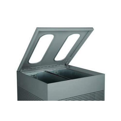 Rubbermaid Commercial Designer Line Silhouettes Waste Receptacle, 34 gal, Steel, Silver Metallic (2182675)