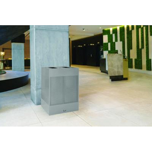 Rubbermaid Commercial Designer Line Silhouettes Waste Receptacle, 34 gal, Steel, Silver Metallic (2182675)
