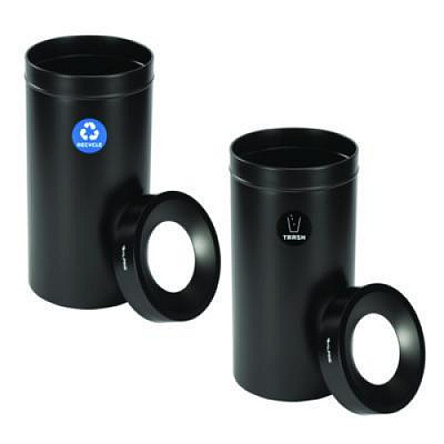 Alpine Industries 27 Gallon Black Stainless Steel Recycling Can and Trash Receptacle (47527BLKRT)