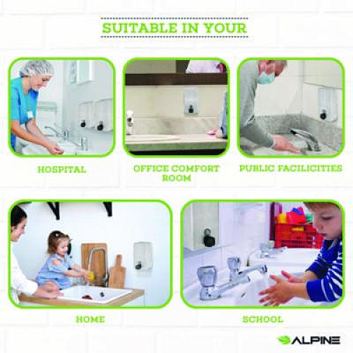 Alpine Industries Vertical Manual Surface-Mounted Stainless Steel Liquid Soap Dispenser, 40 oz, 2.8 x 4.8 x 8.1, Brushed Stainless Steel (ALP423SSB)
