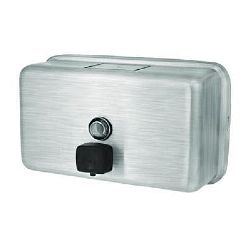 Alpine Industries Horizontal Manual Surface-Mounted Stainless Steel Liquid Soap Dispenser, 40 oz, 2.8 x 8.1 x 4.8, Brushed Stainless Steel (ALP424SSB)