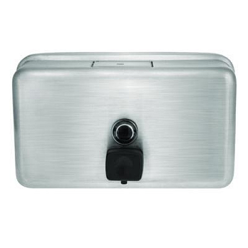 Alpine Industries Horizontal Manual Surface-Mounted Stainless Steel Liquid Soap Dispenser, 40 oz, 2.8 x 8.1 x 4.8, Brushed Stainless Steel (ALP424SSB)