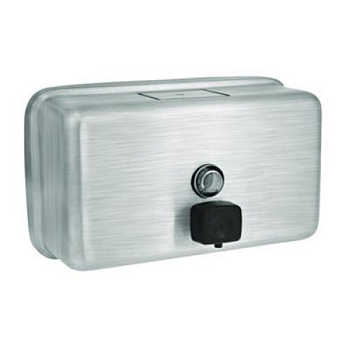 Alpine Industries Horizontal Manual Surface-Mounted Stainless Steel Liquid Soap Dispenser, 40 oz, 2.8 x 8.1 x 4.8, Brushed Stainless Steel (ALP424SSB)