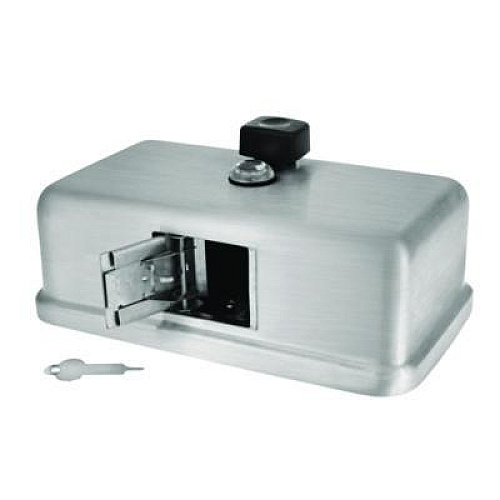 Alpine Industries Horizontal Manual Surface-Mounted Stainless Steel Liquid Soap Dispenser, 40 oz, 2.8 x 8.1 x 4.8, Brushed Stainless Steel (ALP424SSB)
