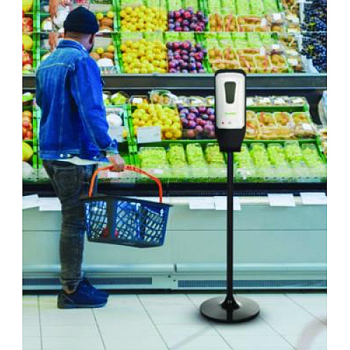 Alpine Industries Automatic Foam Hand Sanitizer/Soap Dispenser with Floor Stand, 40 oz, 4.48 x 6 x 45, White (ALP430FS)