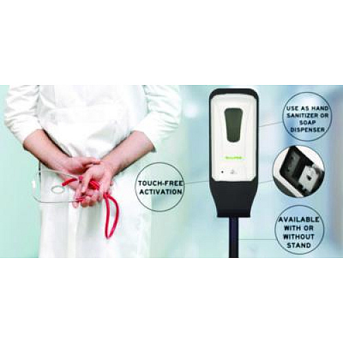 Alpine Industries Automatic Foam Hand Sanitizer/Soap Dispenser with Floor Stand, 40 oz, 4.48 x 6 x 45, White (ALP430FS)