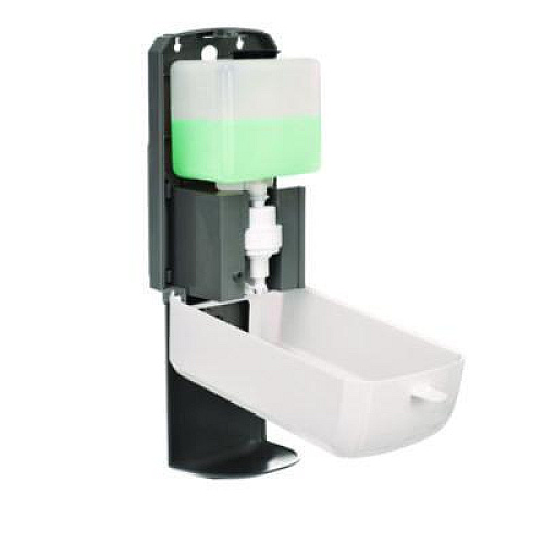 Alpine Industries Wall Mount Automatic Foam Hand Sanitizer Soap Dispenser with Drip Tray, 40 oz, 4.48 x 6 x 18.1, White (ALP430FT)